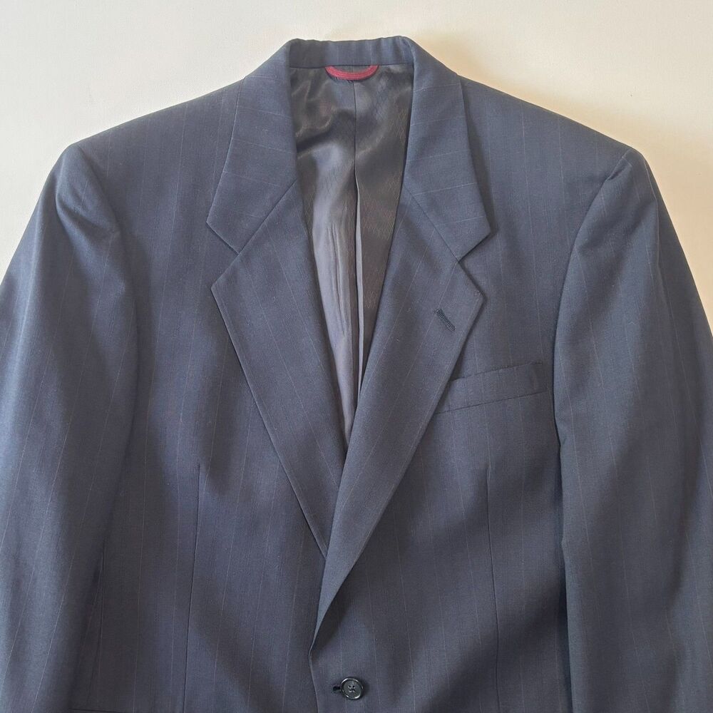 VTG Hart Schaffner Marx Wool Pinstripe Blazer Mens 40R Navy 2 Button Sport Coat